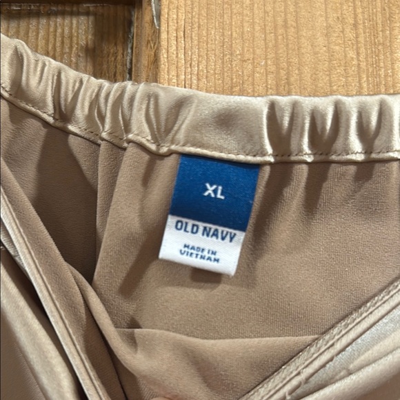 Tan Midi Slip Skirt with Slit for Casual Work - Picture 2 of 4